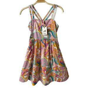 Finding Foxtale Floral Sleeveless Summer Dress Girls 10 Pink Cottagecore Paisley